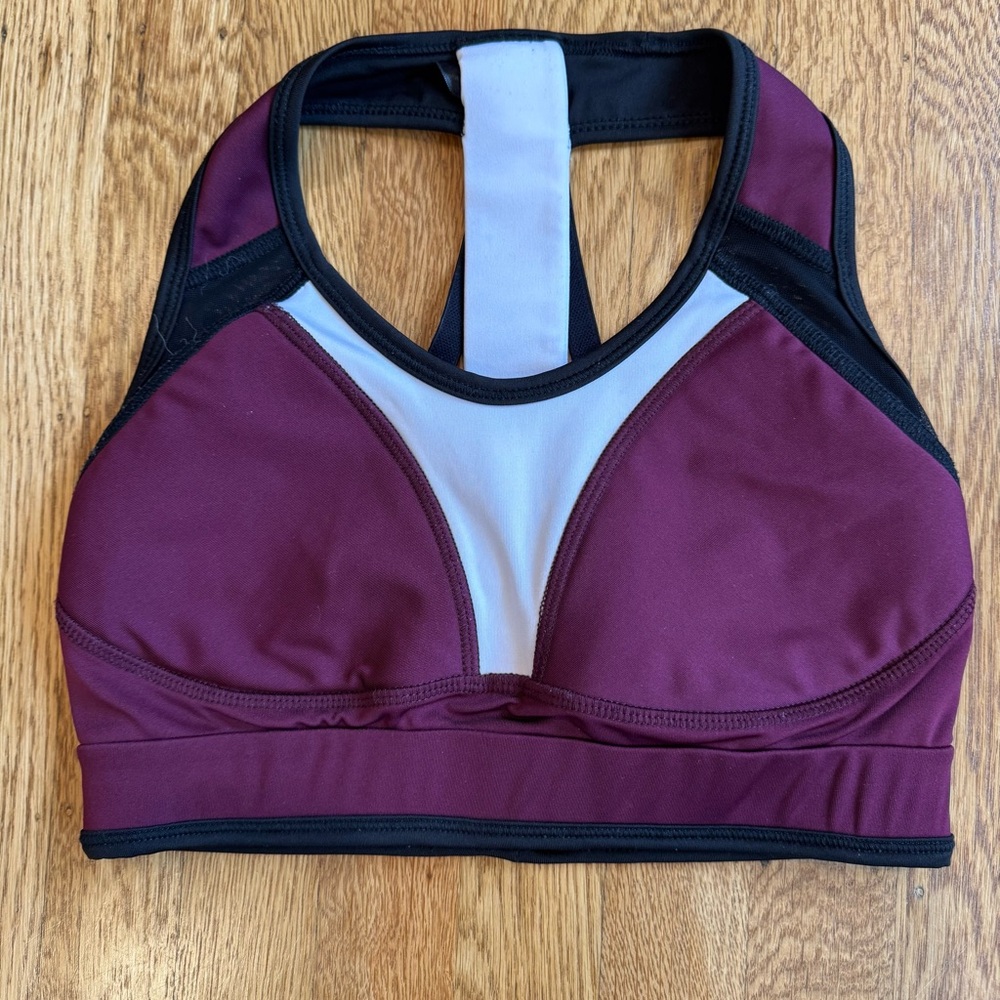 Akrovita Reversible Burgundy and Black Sports Bra pole